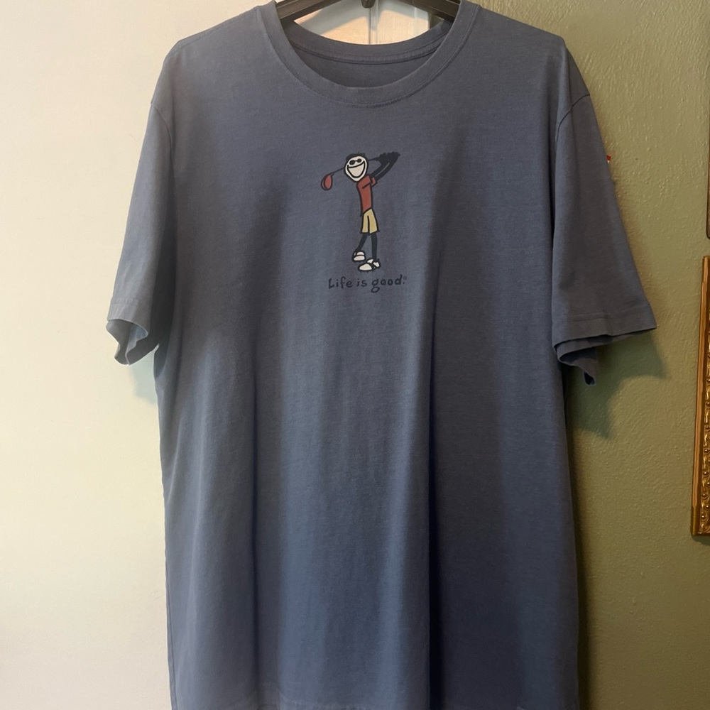 Life is Good Jake Golf Graphic t-shirt Mens XXL Blue Dads Bday FATHERS Day EUC